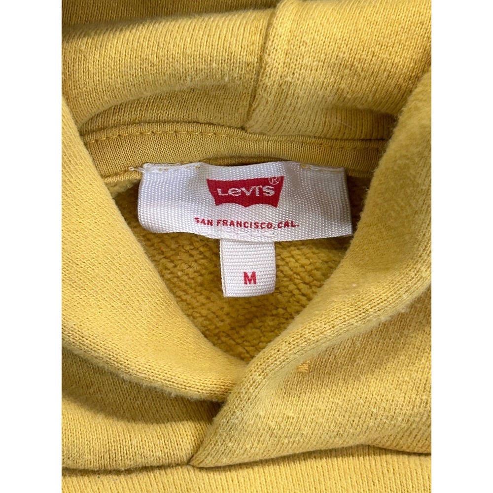 Levis Womens Cropped Hoodie Yellow Blue White Striped Sleeve Pullover Size M - Picture 6 of 10